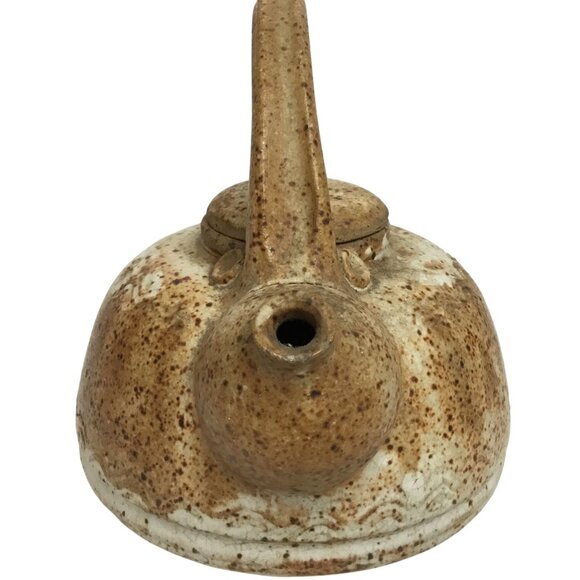 Vintage Wabi-Sabi 6.5" Signed Studio Pottery Stoneware Teapot Speckled/Ash Glaze - Picture 3 of 13